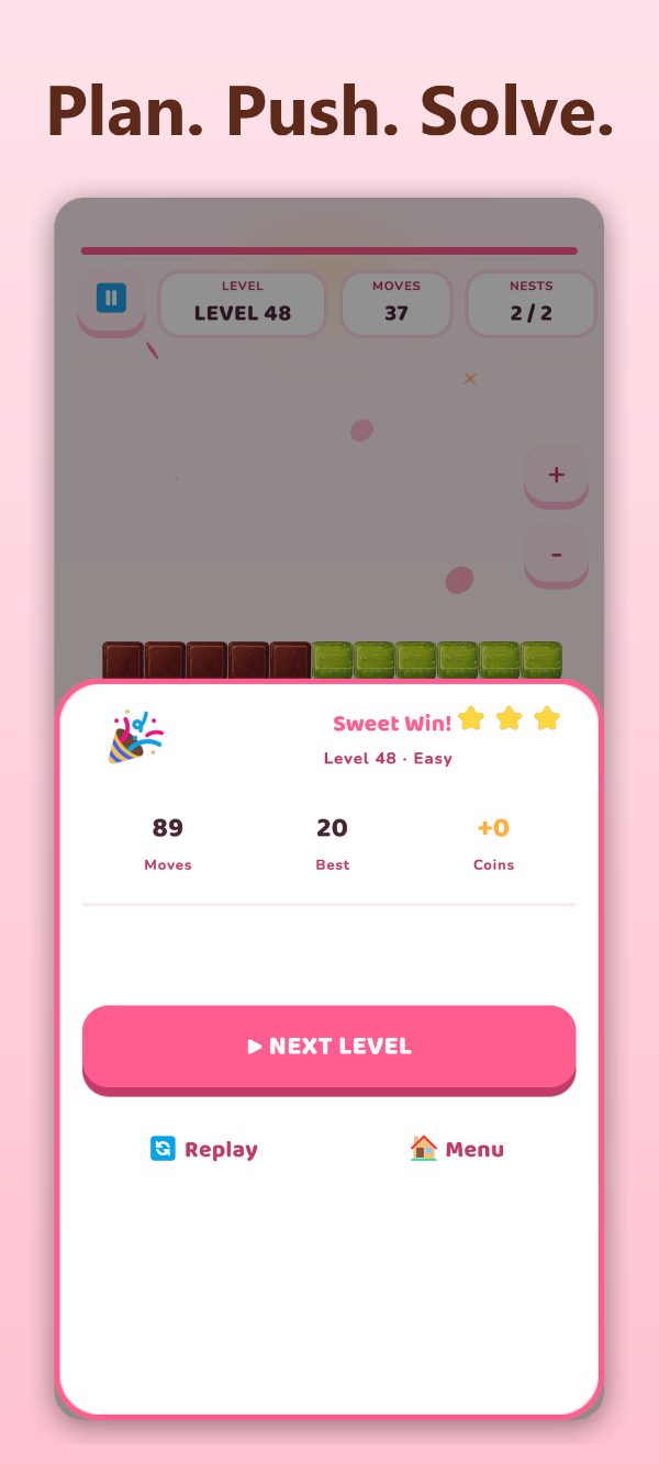 Level complete screen in Eggway